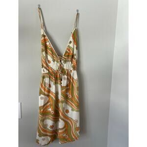 Wild Fable Retro-Styled Floral Wave Print Mini Sundress Size L